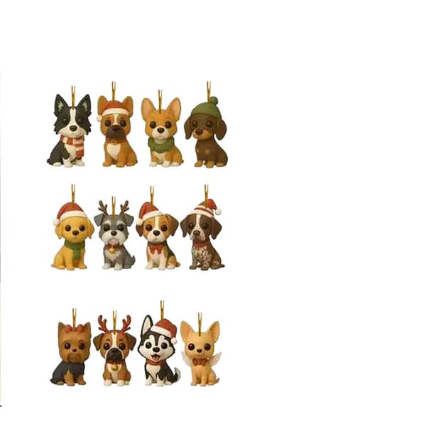 Overraskelsesæske, juletræspynt, akrylvedhæng - dyr med hat, 2D, 24 stykker