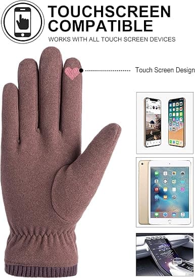 Winter Warm Touchscreen Gloves for Women, Soft and Elastic