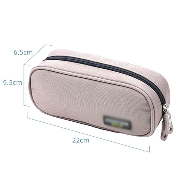 Large Capacity Pencil Case, 3 Compartments, Large Storage Space, Grey KLB