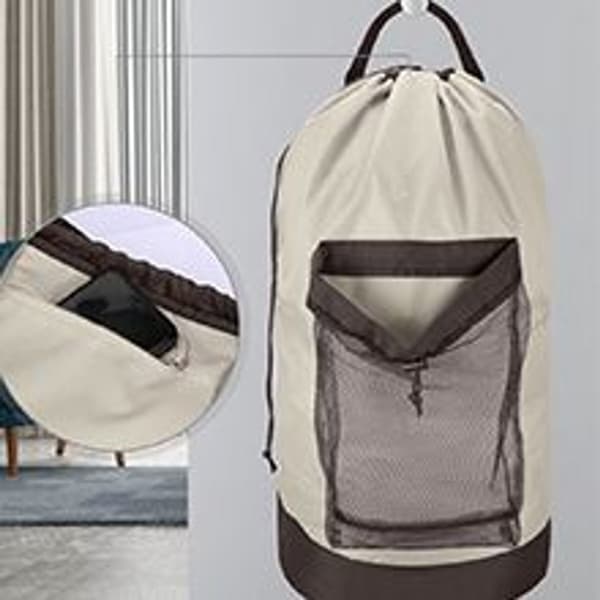Laundry backpack with shoulder straps and mesh pocket, made of nylon KLB