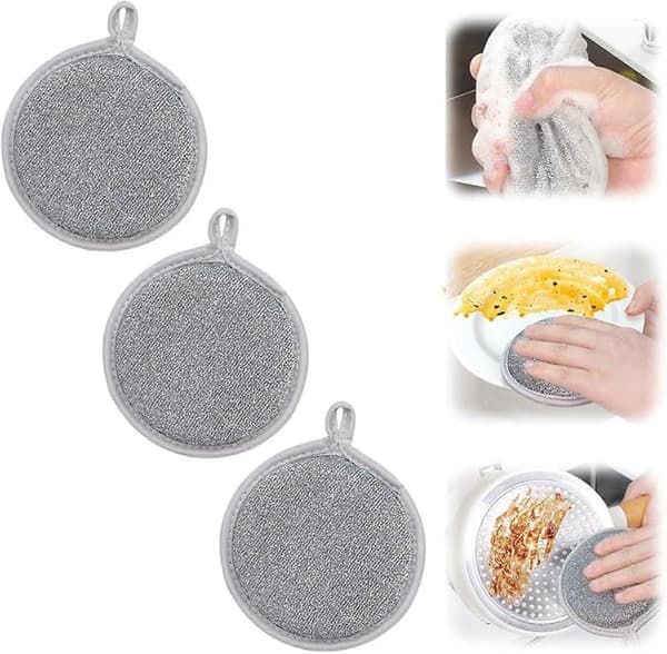3-pack multifunktionella disktrasor av metalltråd för våt och torr diskning, repfri