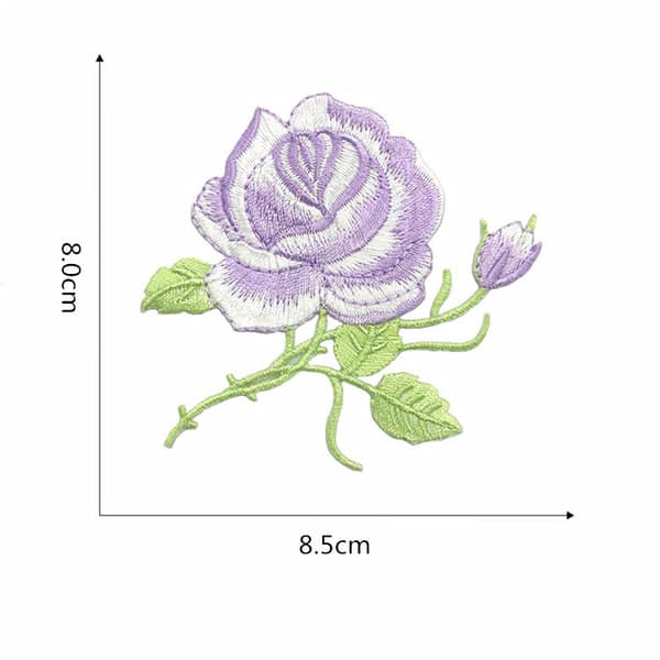 36 stk. blomstrete broderte strykeapplikasjoner, sommerfuglbroderi