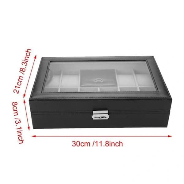 Multifunctional Leather Jewelry Box, Waterproof PU Box with Large Capacity and Lock for 8 Bracelets, Display Case