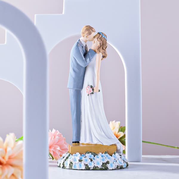 Brudpar staty bröllopstårta dekoration, brud och brudgum staty