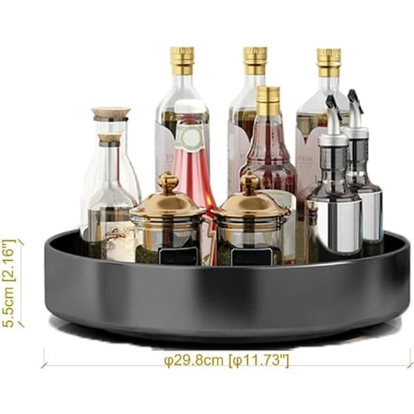 Large Rotating Metal Spice Rack, Cabinet Storage Shelf with Lazy Susan