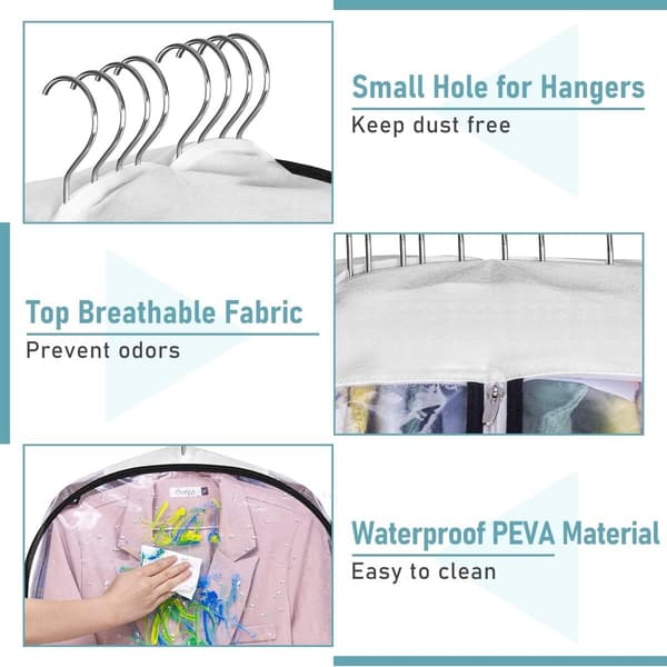 3-pack - cm - Fabric cover - clothes - Hanging bag - Suitable - keep - Transparent - (hanger