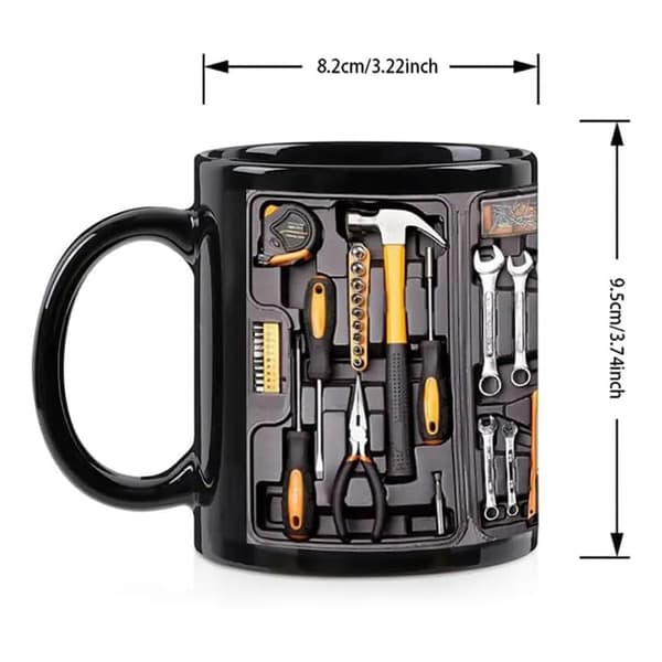 Mug for the Mechanic with Funny Realistic Toolbox Design, Coffee Cup, Novelty 3D Visual Ceramic Mug A A