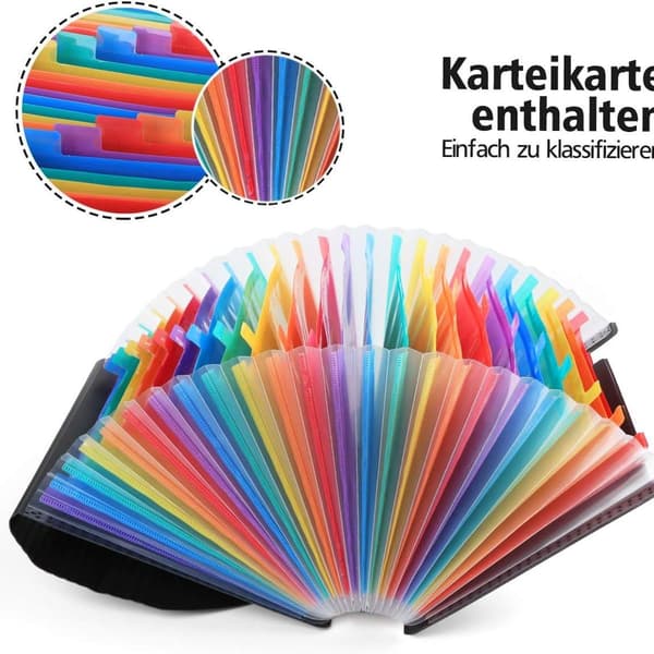 Dokumentmappe A4, udvidende mappe sorteringsmappe farverig filmappe regnbue KLB