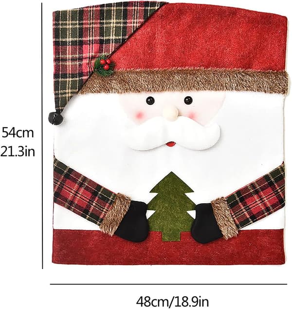 3 st julstolsryggar för matsal, tomte snögubbe