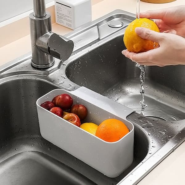 Drain Basket Sink Strainer Drain Fruit Vegetable Strainers Waste Storage Basket Kitchen Waste Storage Basket 2 Pcs Set