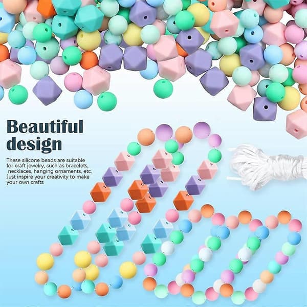 101 stk silikoneperler i bulk, assorterede silikoneperler til smykkefremstilling i bulk