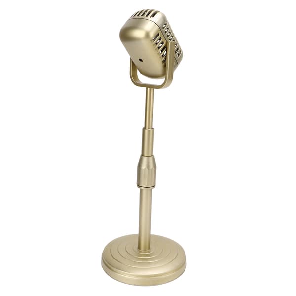 Simulation Old-fashioned Microphone Model with Stable Base and Support Rod Retro Style Mic Prop Set for Photography Gold