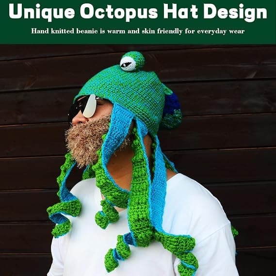 Strikkede vinterhatte, Pot Belly Octopus Squid Hatte, Hatte - Nyhedshatte, Octopus Hovedhatte, Dyrehatte - Octopus Kostumehatte