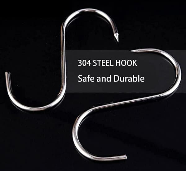 10 stycken rostfria slaktkrokar, S-krokar, 100x4mm, S-krok för grill