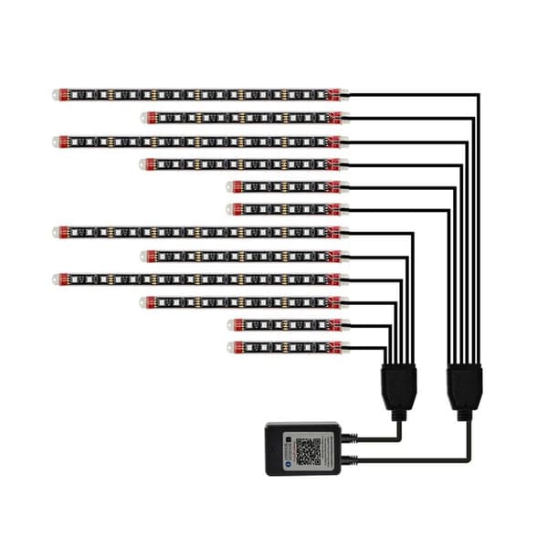 Motorcycle LED Underglow Kit, Waterproof RGB Light Strips, 12 pcs