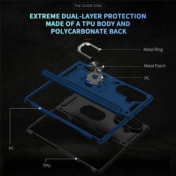 SKALO Samsung Z Fold7 Armor Metallring Skal - Blå Blå