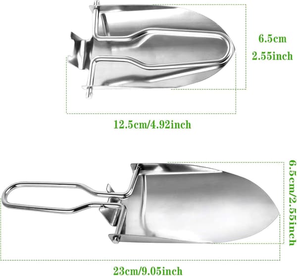 Folding Shovel, 2 Pcs Garden Tools, Stainless Steel Garden Spade