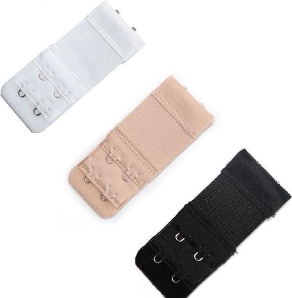 BH-forlænger - BH - 2 hægter - Med elastik - 1 sæt med 3 stk. - Beige