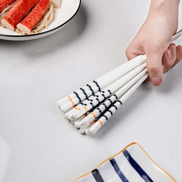 Porcelænsspisepinde - Luksuriøst Design - 5 Par Hvid Vit white