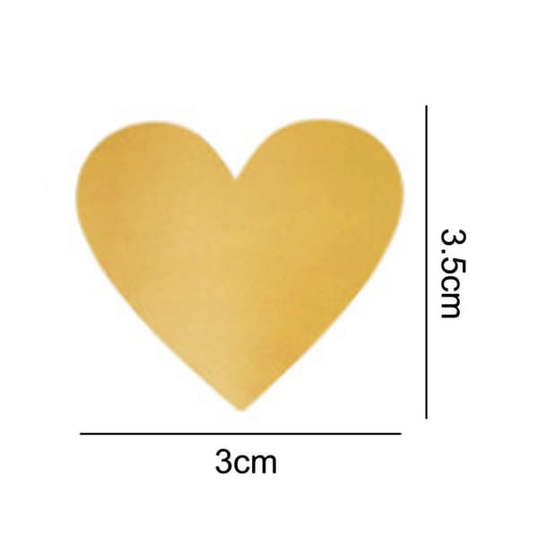 Roll/300 pcs heart-shaped stickers with gold scratch-off
