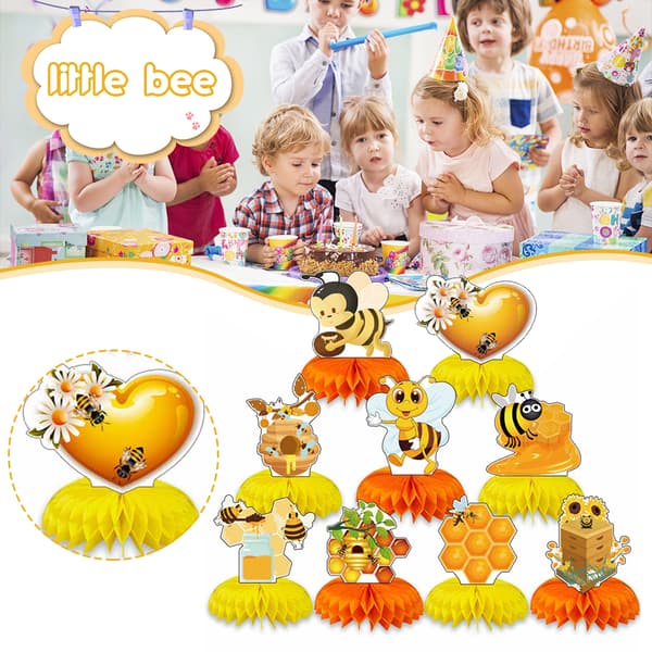 9 stk Honeycombs borddekorasjoner for bursdagsfestutstyr Bin Tema A A