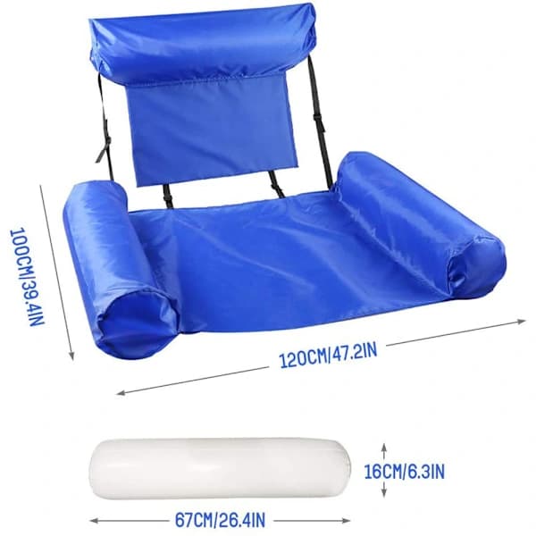Flydende Stol Poolstole Oppustelig Lazy Water Bed Lounge Stol Orange blå[co]
