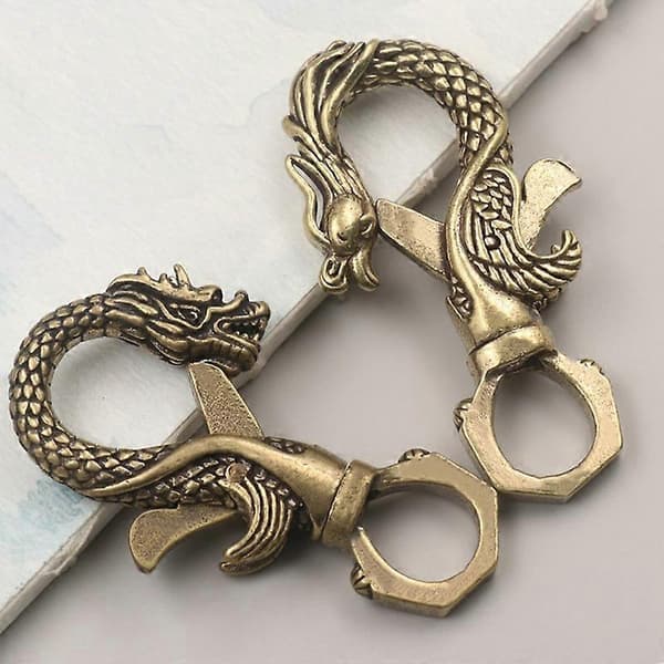 Practical Keychain Fine Workmanship Brass Dragon Phoenix Shape Key Pendant for Daily Use