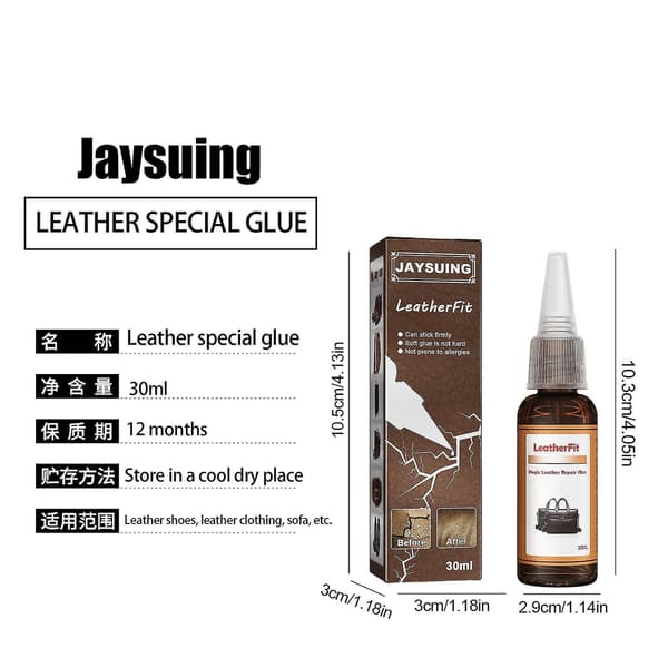 Läderreparationslim för läderreparation, textilfållning och sömnad, extra starkt 30 ml (5-pack)