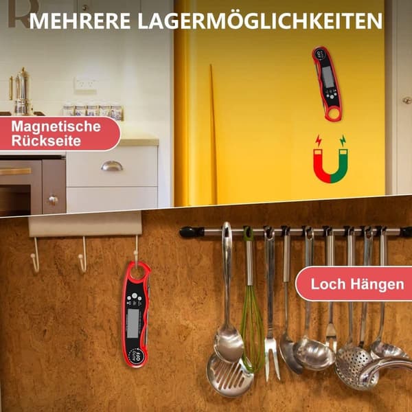 Grilltermometer digital, øjeblikkelig aflæsning kødtermometer stegetermometer, KLB