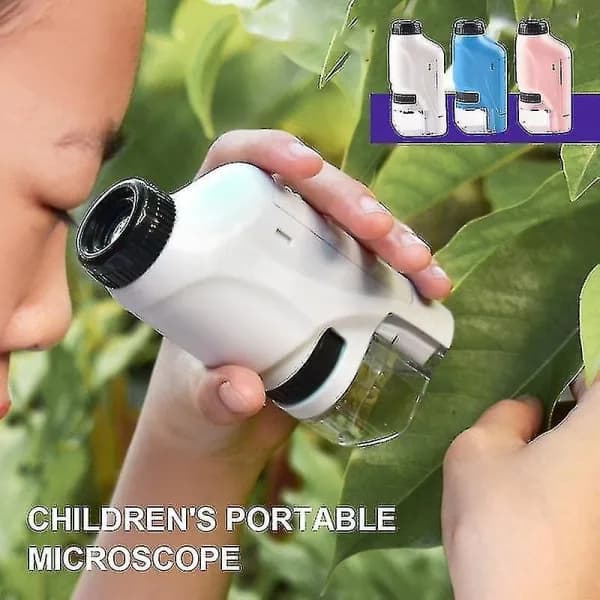 Mini Pocket Microscope Set 60-120x Lab Handheld Microscope Battery Powered Microscope with LED Light