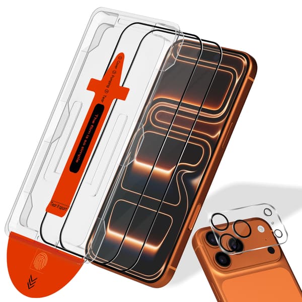 2-pack iPhone 17 Pro Skärmskydd & 1-pack Linsskydd - Härdat Glas | [Automatisk Installation] - Bubbelfritt