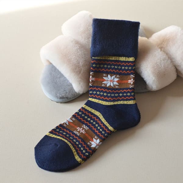 Women's Wool Hiking Socks, Warm, Thick, Winter Boots, Navy, KLB