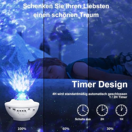 LED Starry Sky Projector Lamp, Rotating Water Waves, Galaxy Projector