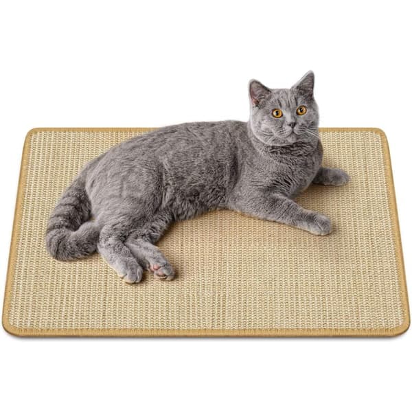 Cat Scratch Mat, Natural Sisal Woven Scratch Mat Non-Slip Practical Claw Care Toy Cat Mat Protects Carpets and Sofas 40x60cm Brown