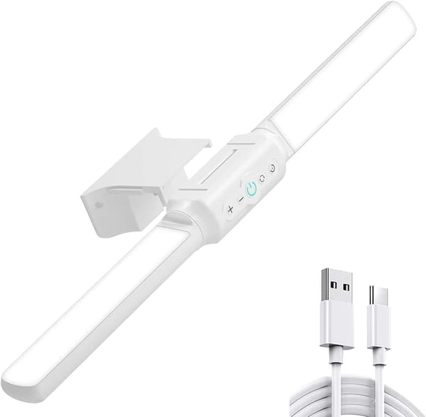 LED-skrivebordslampe, USB-oppladbar bordlampe, trinnløs dimbar &