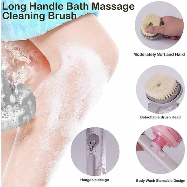 Long Handle Back Scrubber for Shower Massage, Back Scrubber Body Scrubber Brush for Shower (Grey)