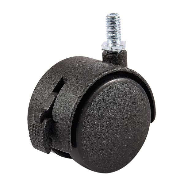 Møbeldrejbart låsbart hjul med 8 mm skruestamme, 2-tommer diameter, sort