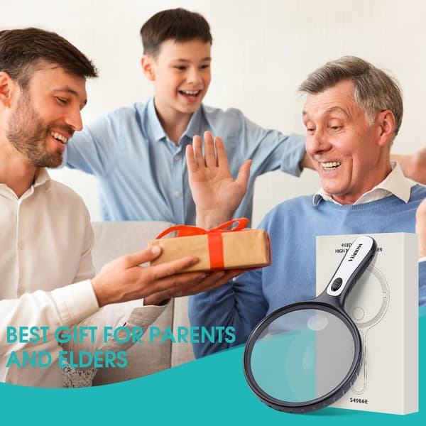 Ny stor linse for eldre håndholdt lesing med 4 LED-lys
