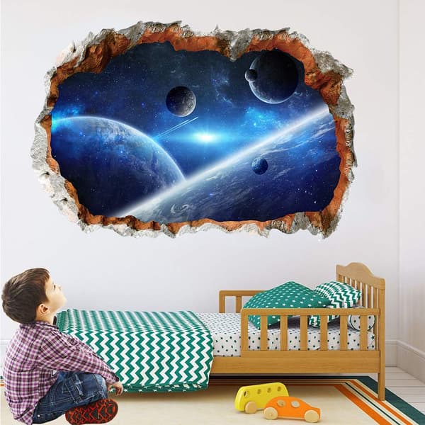 3D Planet Universe Galaxy Space Wall Decal Spaceship Astro