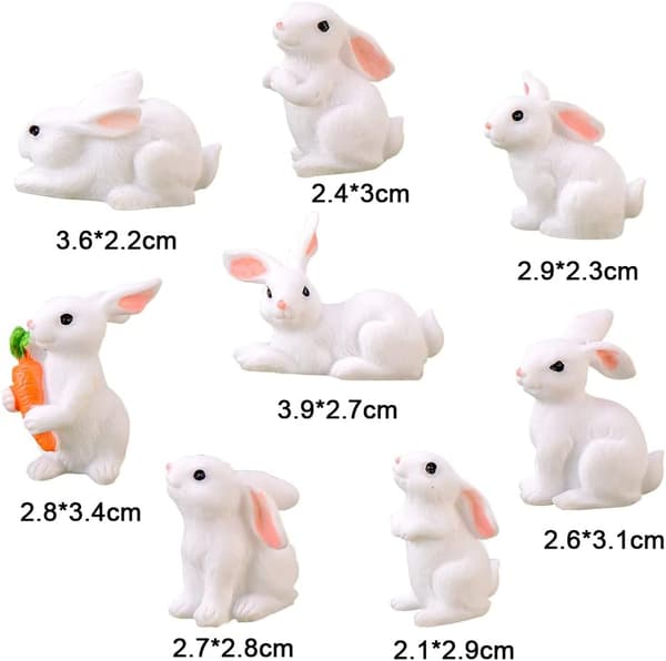 Miniature Kaninpynt, 8-delt Mini Kaninfigurer, Mini R