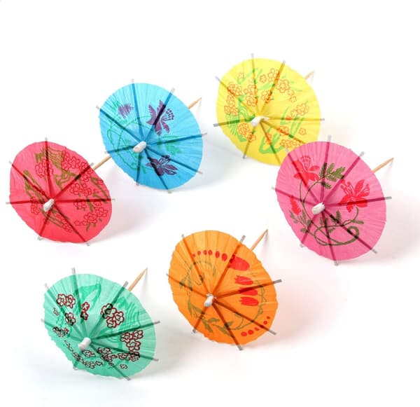 Cocktailparaplyer, papirdekorasjon til cocktail 50 stk 10 cm mini drikke