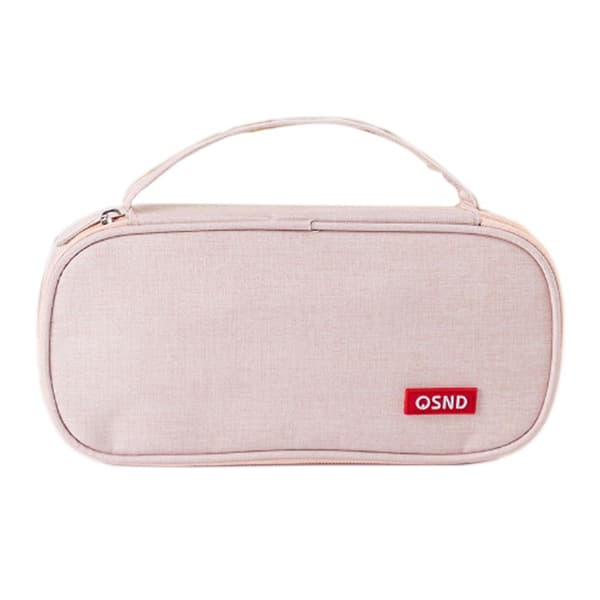 Simple Portable Double Layer Large Capacity Pencil Case Oxford Pink