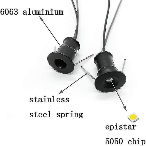 Sorte 9 stk. Mini 12V 1W LED Indbyggede Spotlights IP65, 3000K (120, Varm Hvid).