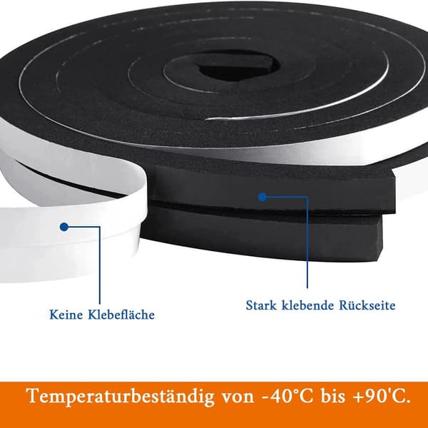 Selvklæbende tætningstape 20 mm (B) x 10 mm (D) / 5 m (L) til døre