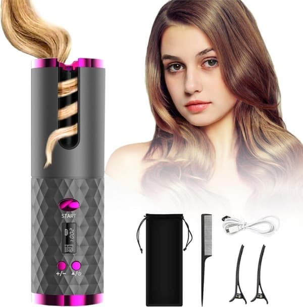 Curling Iron - Rechargeable Curling Iron - Automatic Curling Iron - Hair Styling Curling Iron