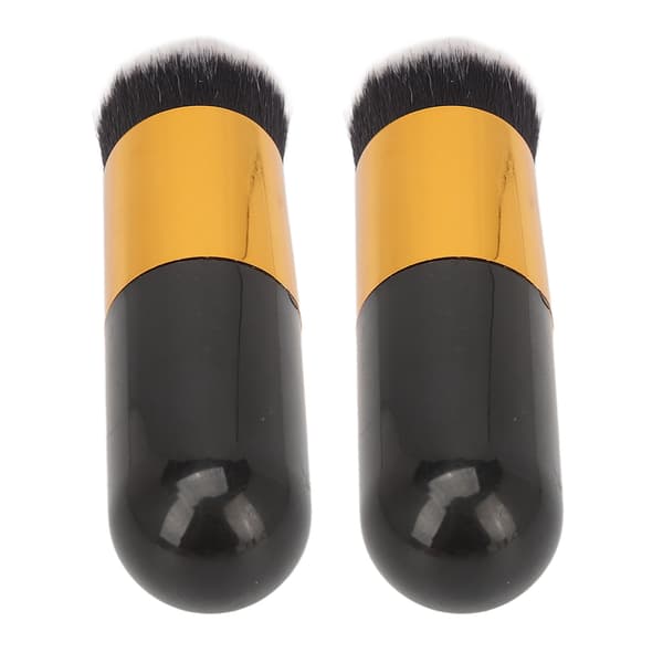 2 stk Chubby Makeupbørste Bærbar Blød Syntetisk Chubby Kosmetisk Børste Sort Guld