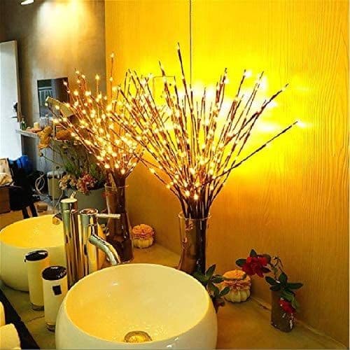 Lysende grene / Dekorative grene brune med 20 LED