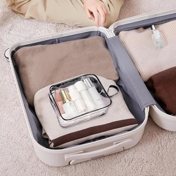 Transparent Travel Toiletry Bag, 3-Pack TSA-Approved Clear Liquid Bags with Hanging Handle