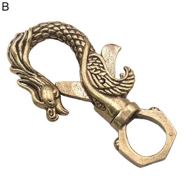 Practical Keychain Fine Workmanship Brass Dragon Phoenix Shape Key Pendant for Daily Use