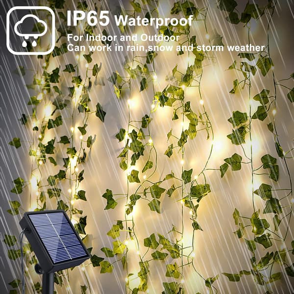 Solar String Lights Outdoor 100LED 12M Garland String Lights Artificial Ivy Leaves 8 Modes LED Ivy Vine String Waterproof